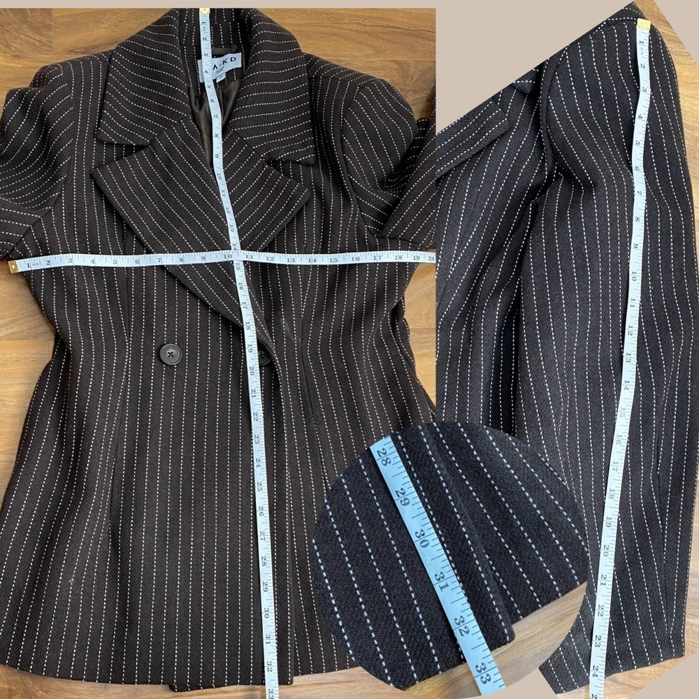 NA-KD Brown Wool Pinstripe Blazer Barrel Old Money Quiet Luxury 90s Retro Fall 6 - Picture 12 of 12